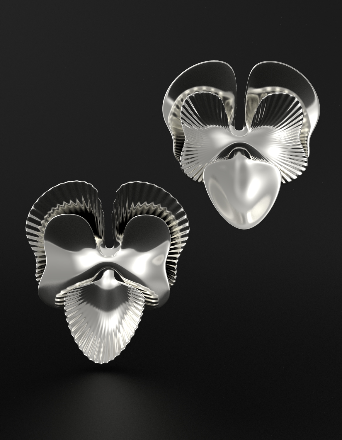 silver orchid bloom earrings