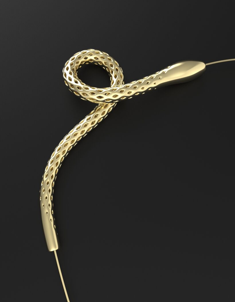 elegant perforated sterling silver snake necklace