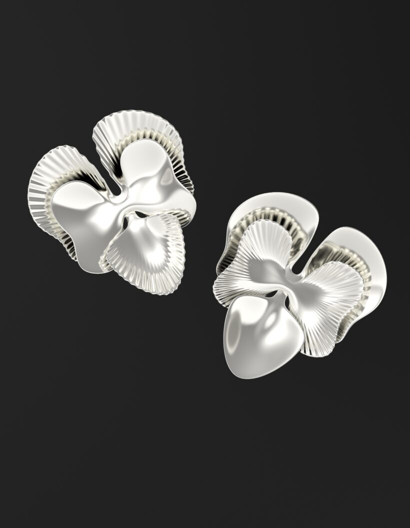 sterling silver orchid flower statement earrings