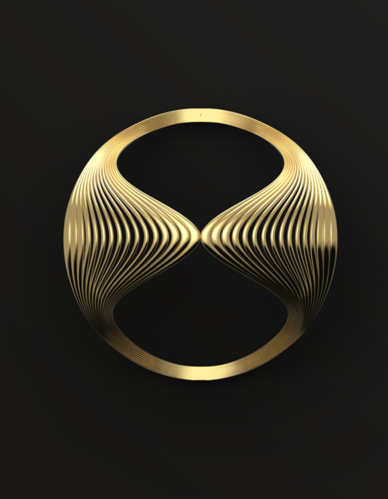 Designer Jewellery – Cuff Bracelet in sculptural gold by FLOA Design UK