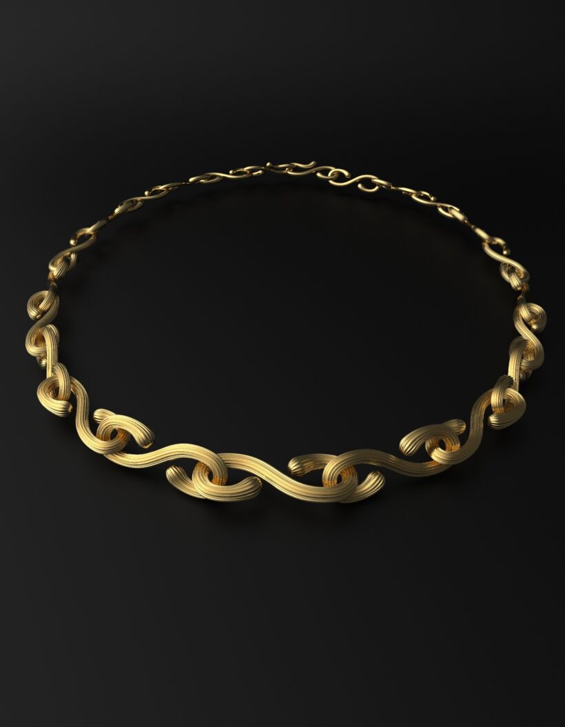 luxury gold plated chain necklace for evening