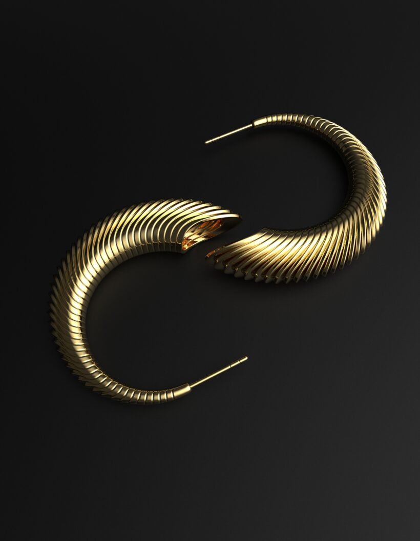 large ribbed horn design statement hoops