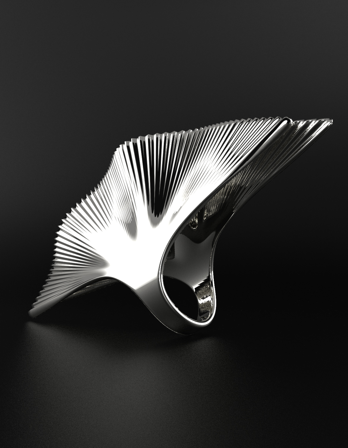 gingko leaf midfinger statement ring