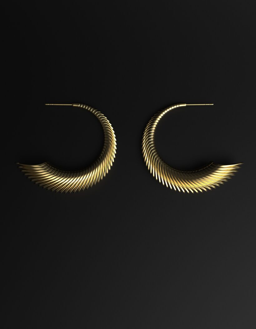 hoop horn earrings in gold plated silver