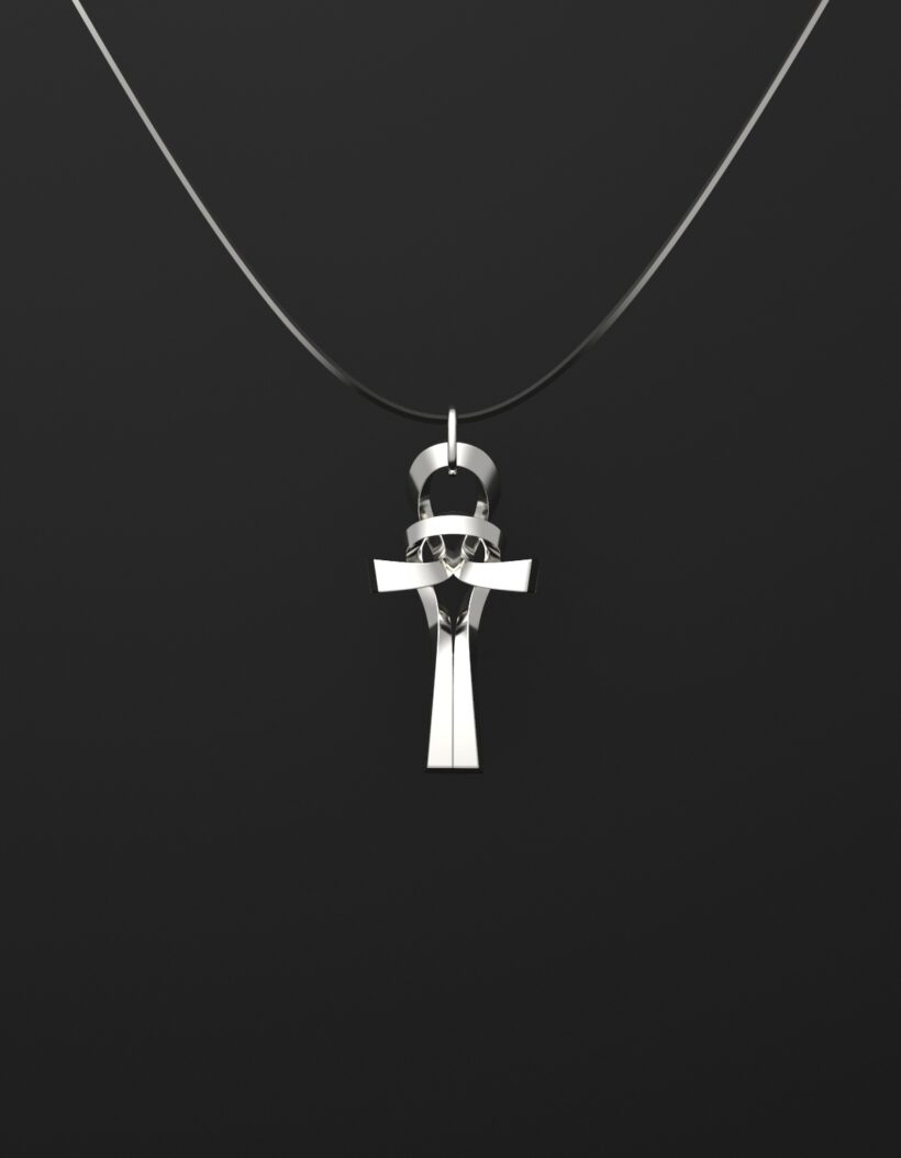 Solid 925 Sterling Silver Egyptian Ankh Cross charm necklace