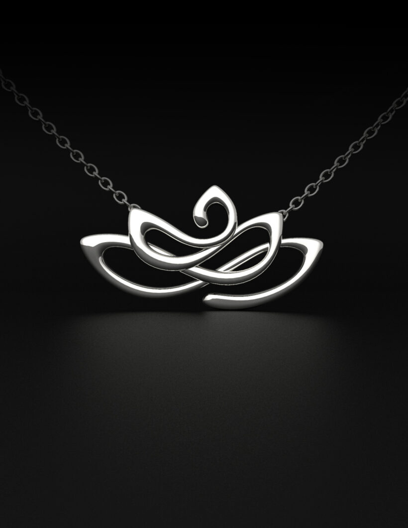 Silver Lotus Flower Charm Necklace