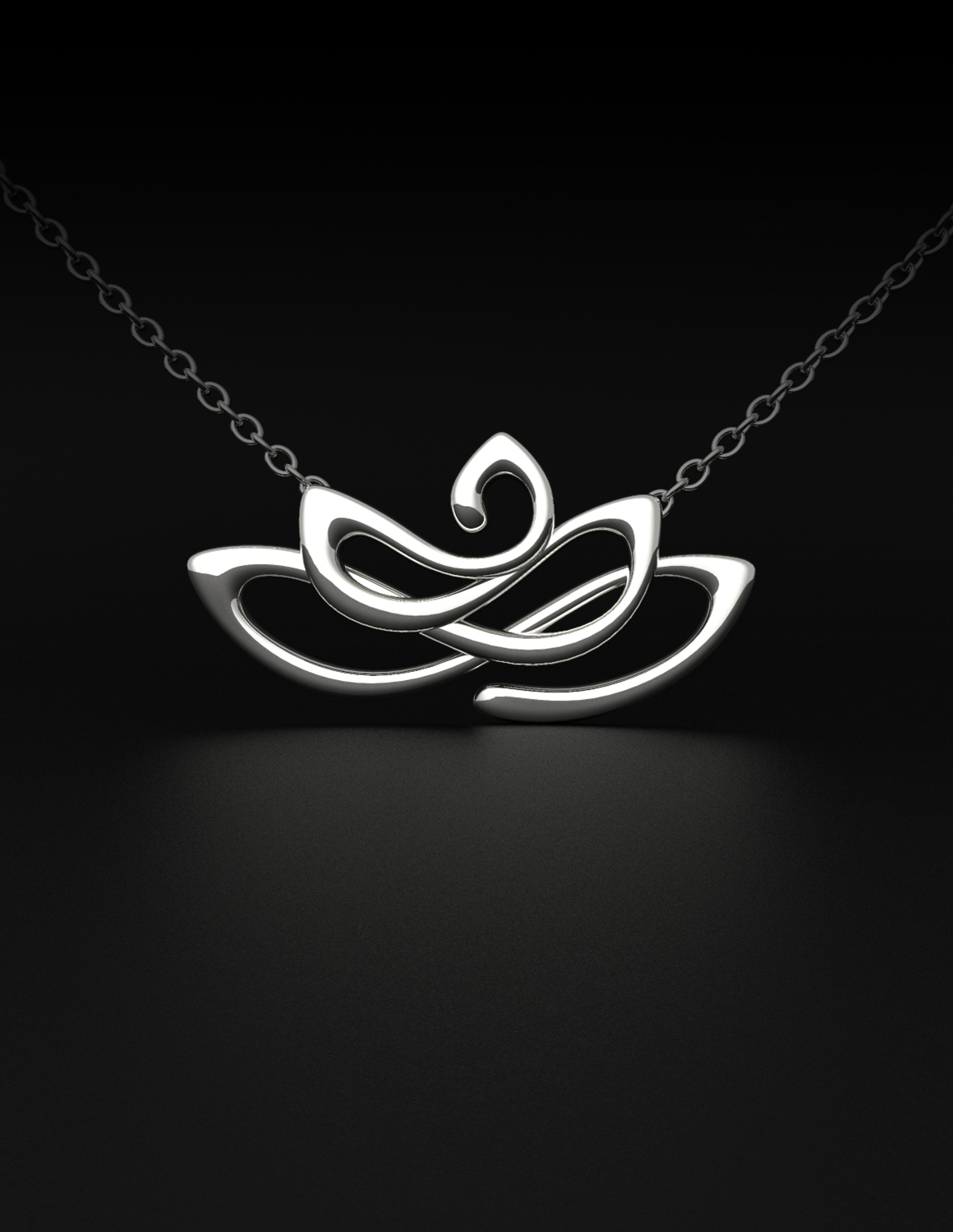 Sterling Silver Lotus Medallion Charm Necklace