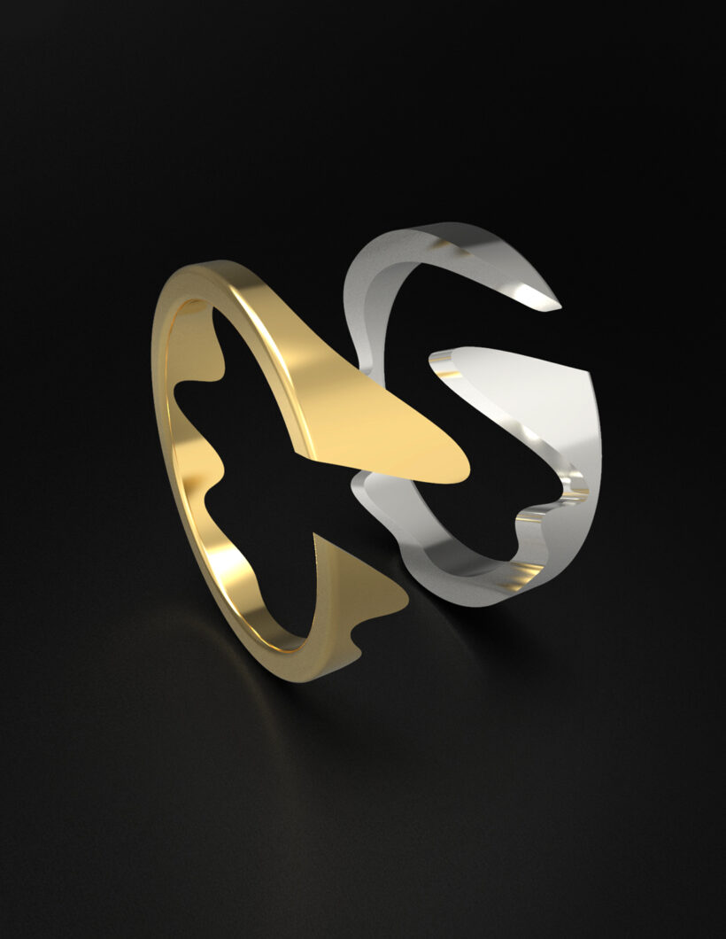 silver gold fused ring