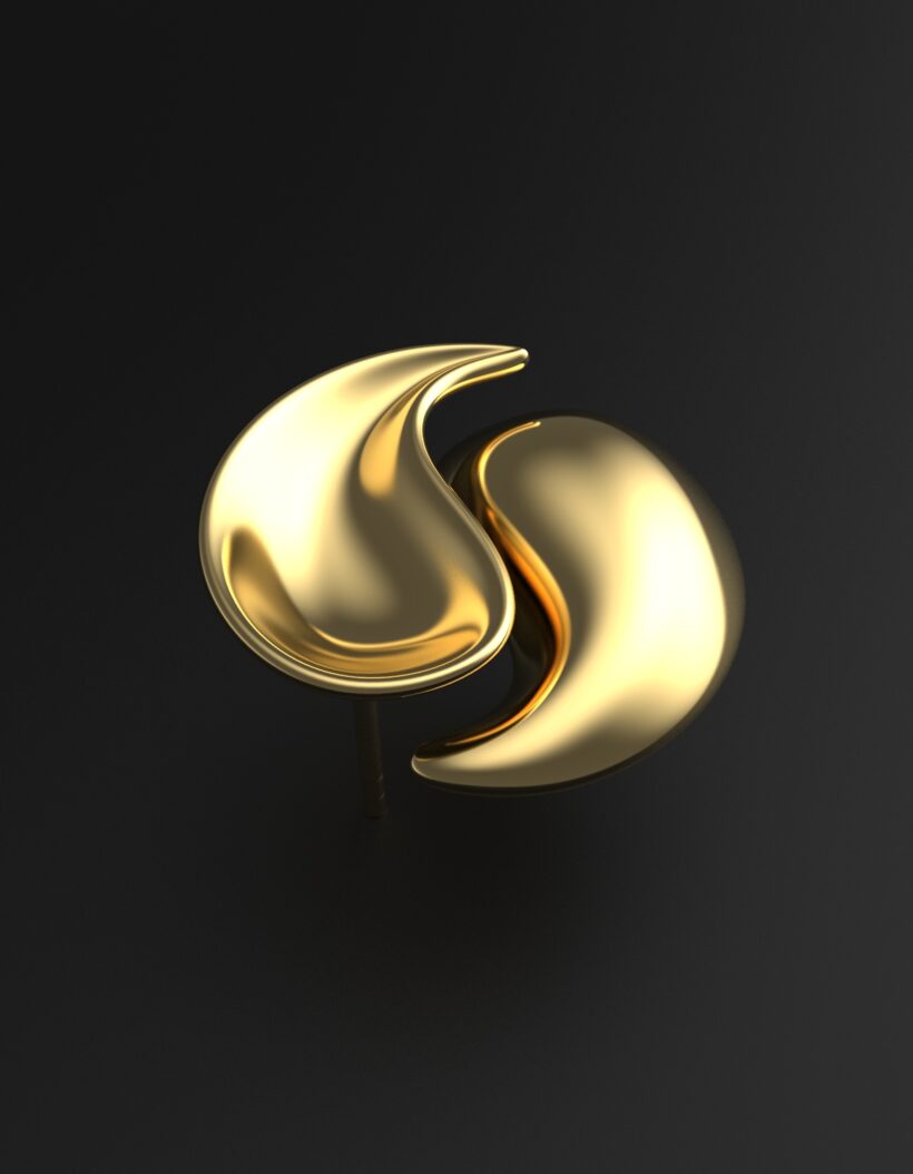 yinyang earrings in gold