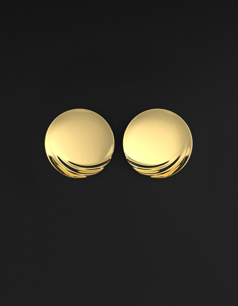 round gold statement earrings