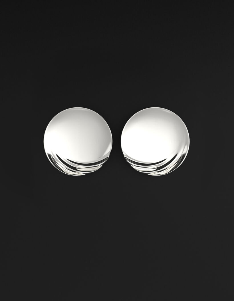 round silver statement earrings