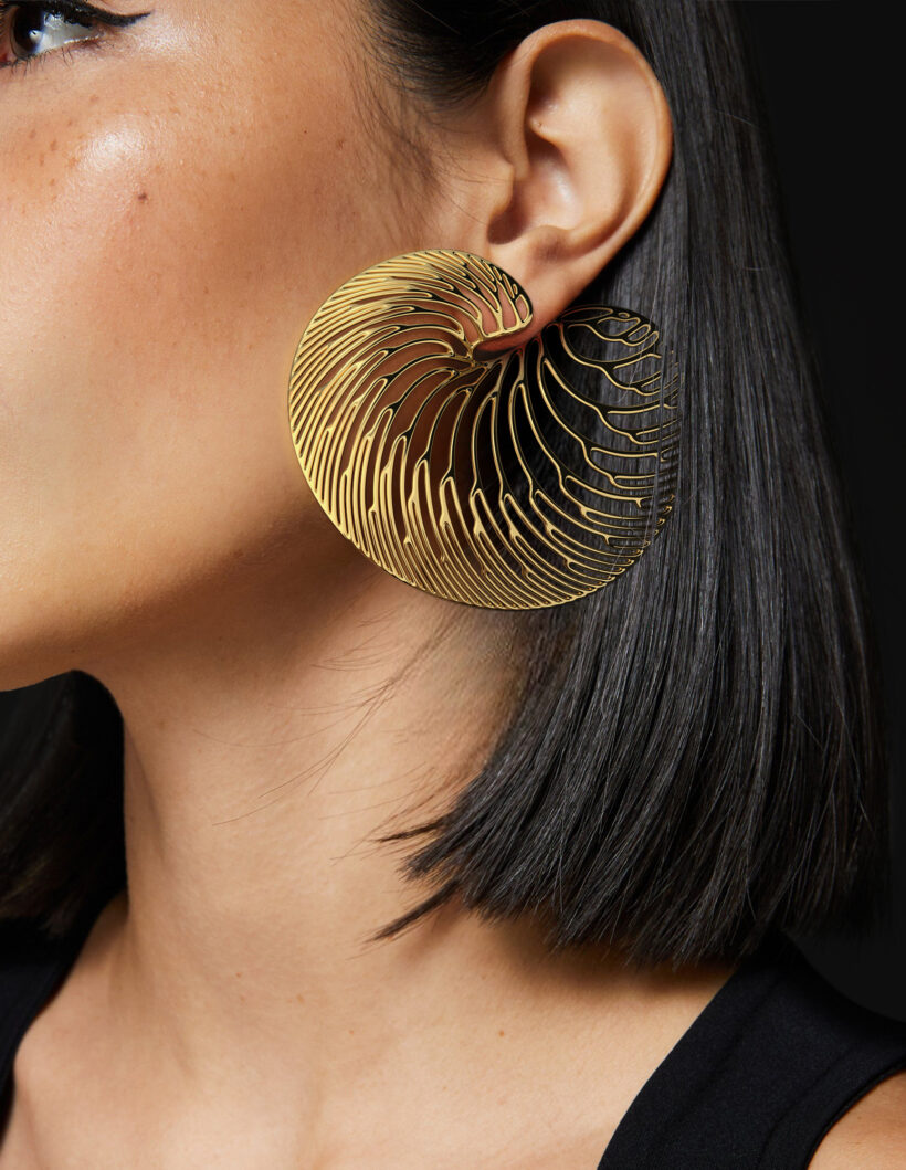 large shell earrings in gold