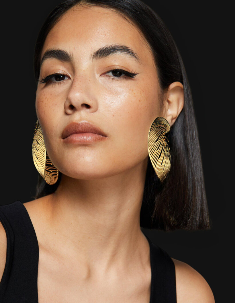 sculptural earrings gold