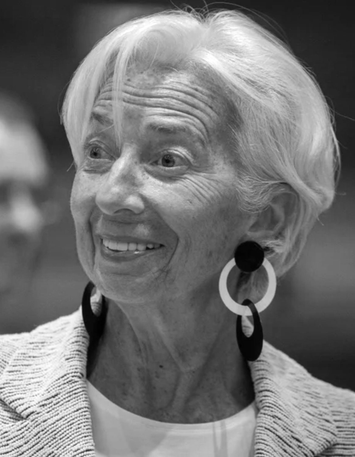 Christine Lagarde wearing bold designer earrings Christine Lagarde wearing bold designer earrings