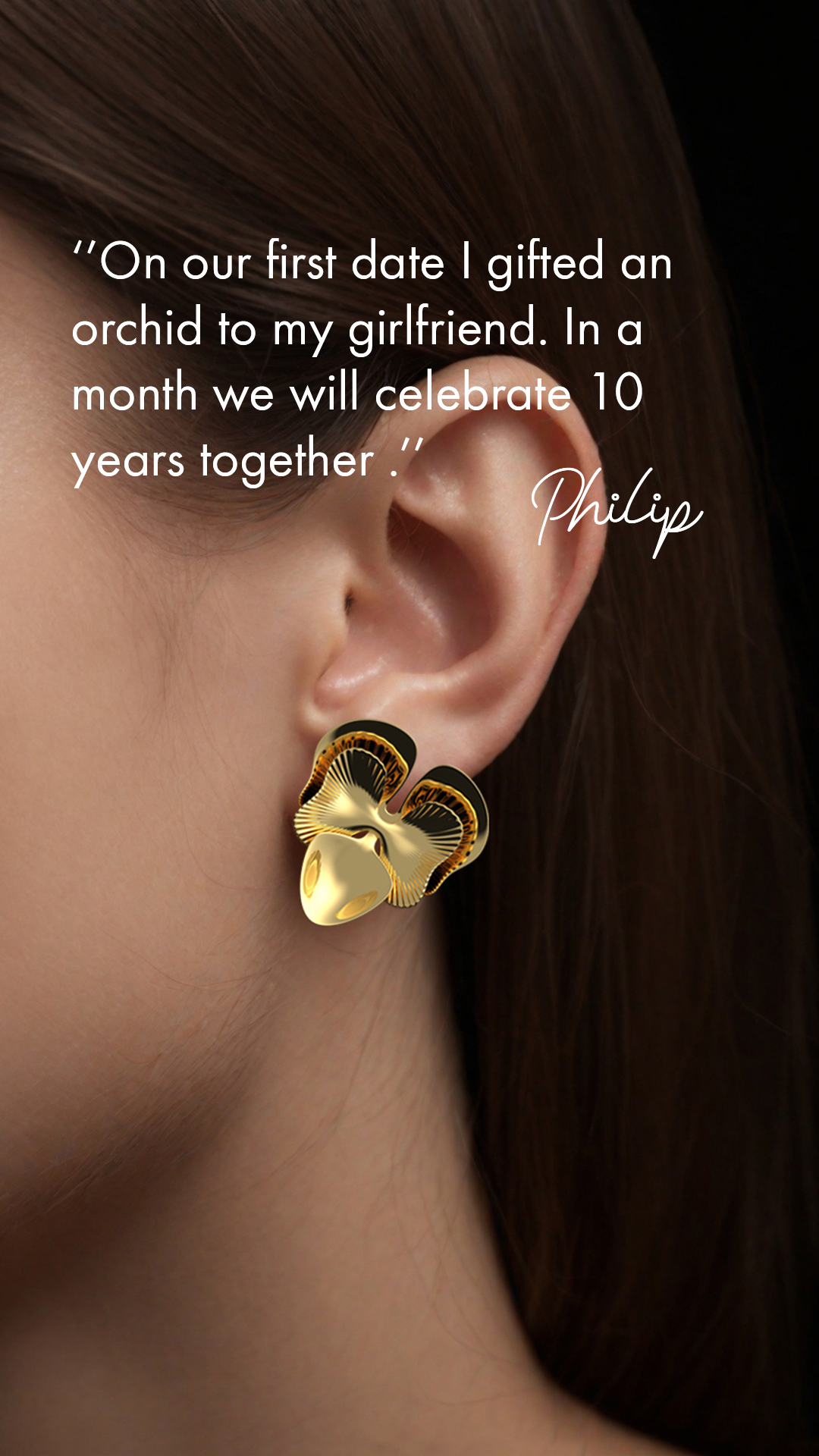 Anniversary gift for wife - orchid earrings by Floa Design