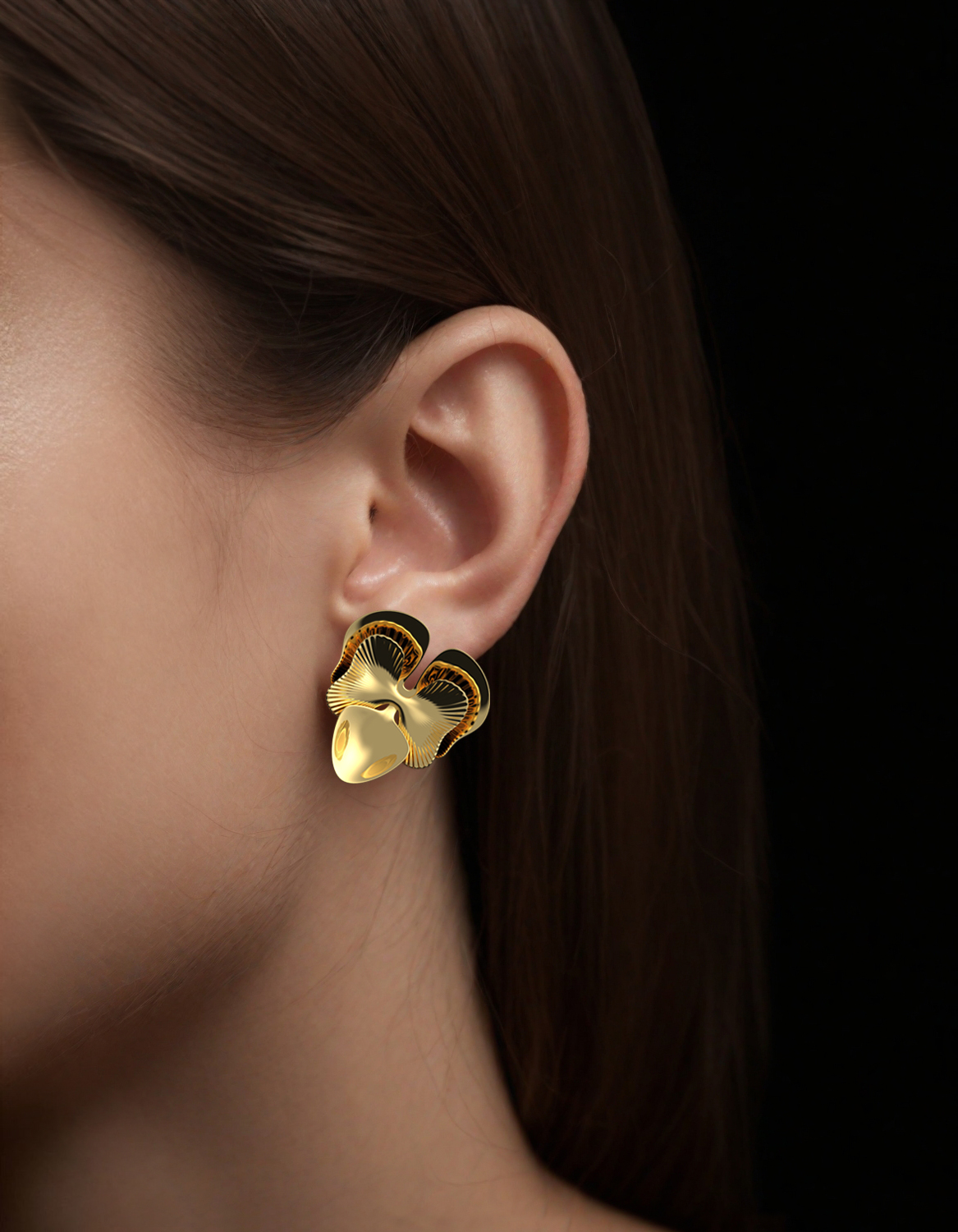 Orchid earrings – gold orchid flower stud earrings by Floa Design