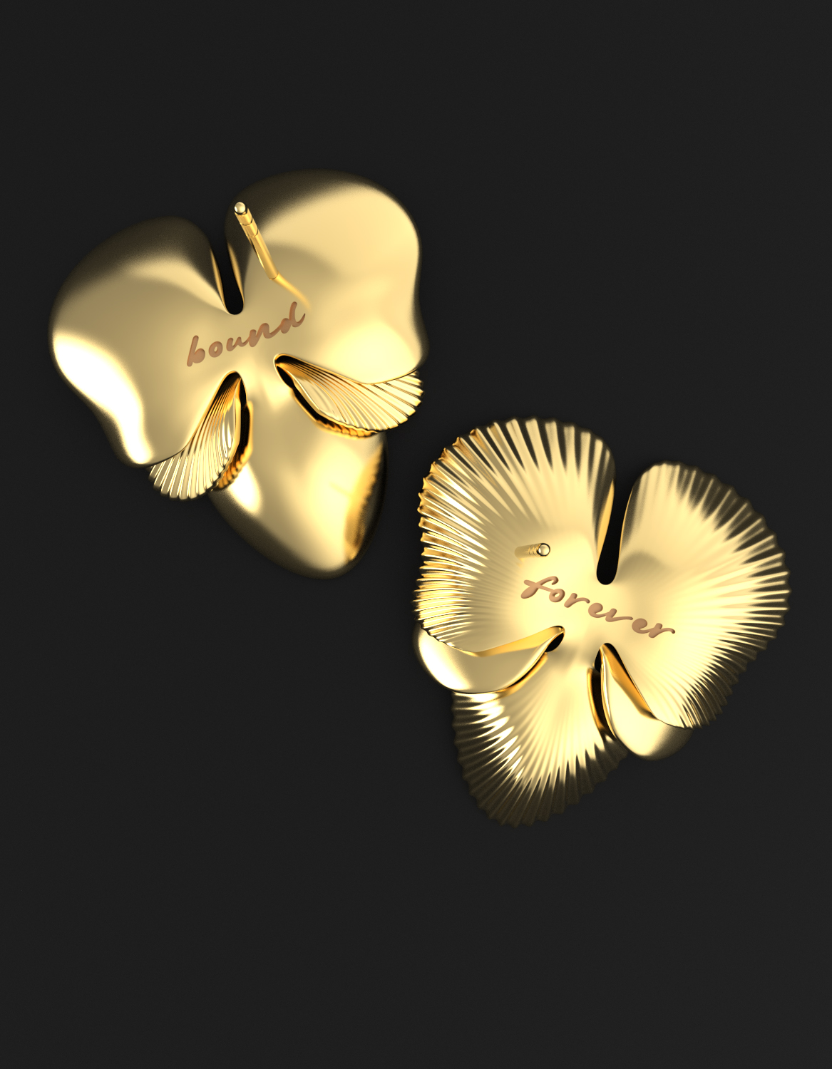 Orchid earrings – engraved gold orchid flower earrings by Floa Design