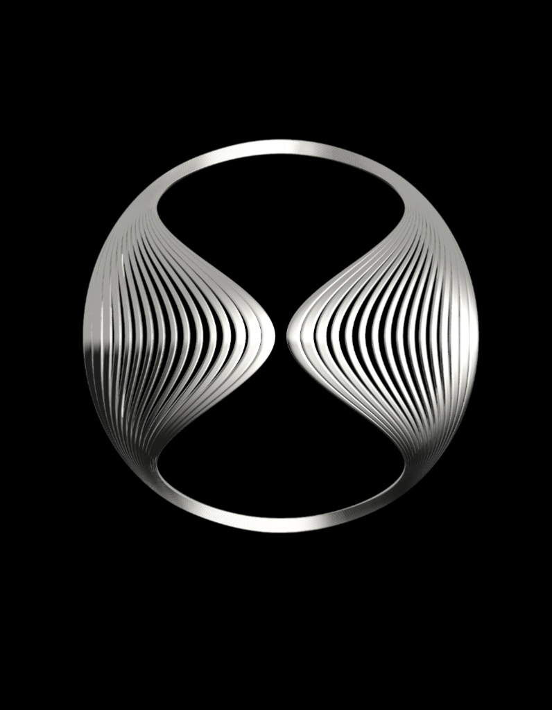 Silver cuff bracelet for women featuring a contemporary striated undulating design by Floa Design