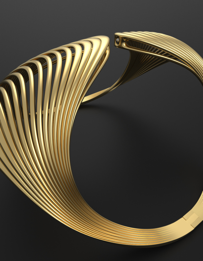 Gold Cuff Bracelet for women- detail showing magnet and hinge